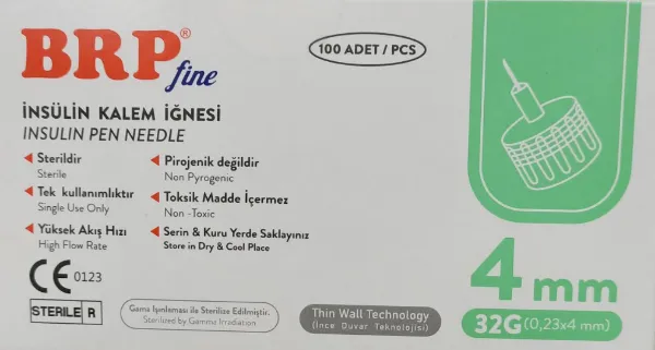 BRP Fine İnsülin Kalem İğnesi 31G 0.25 x 4 mm