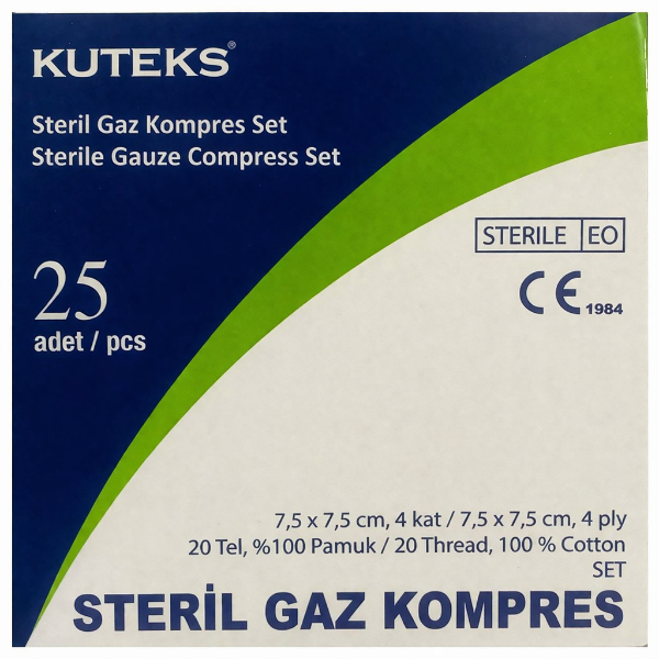 Kuteks Steril Gaz Kompres Eko 7.5 x 7.5 cm (1x25) 25'li